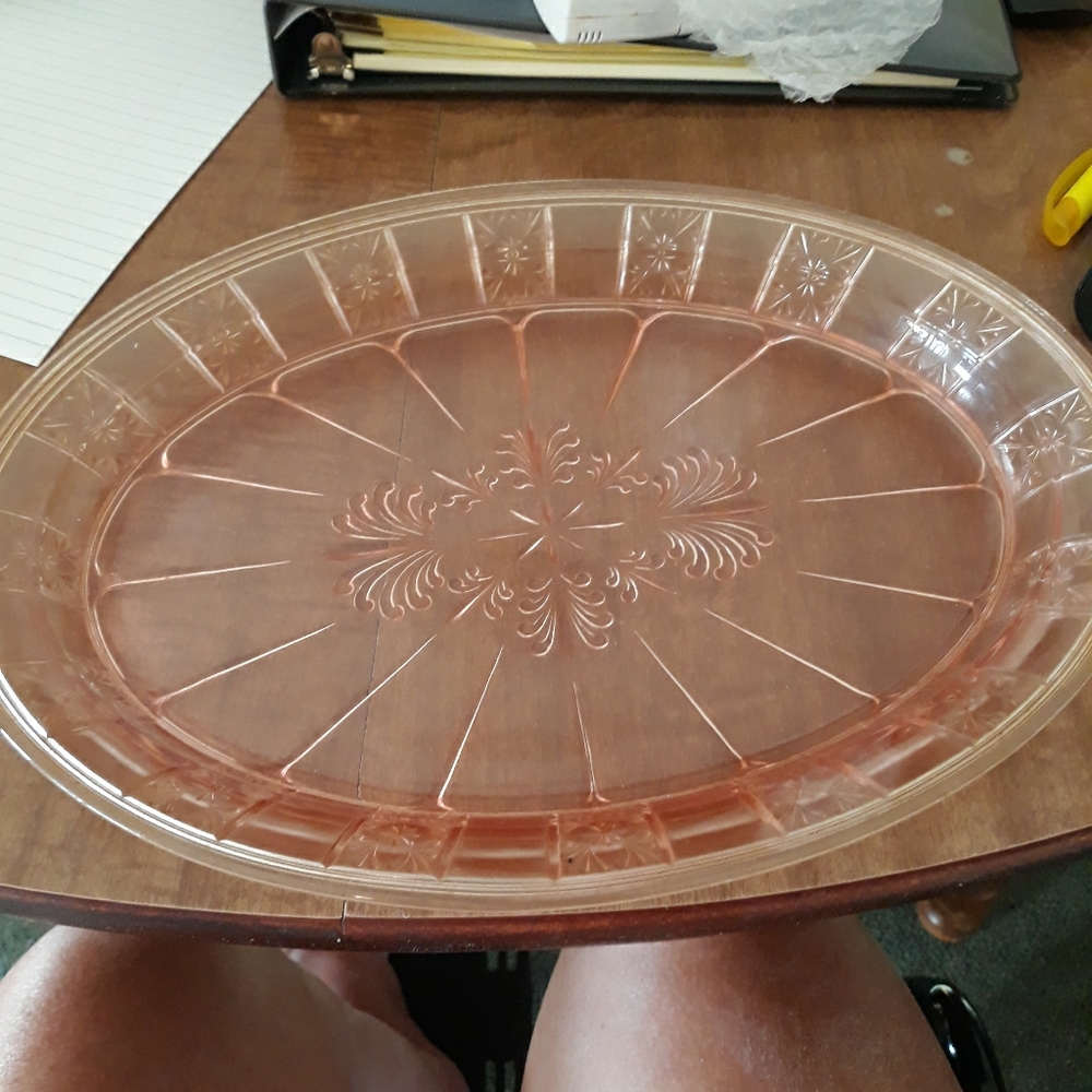 Pink Depression Glass Plate